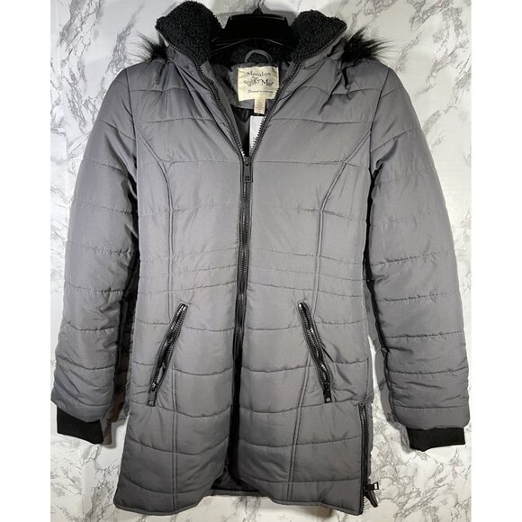 Maralyn & Me Jackets & Blazers - Maralyn & Me Womens Juniors Long Puffer Coat With Faux Fur Hood & Side Zippers